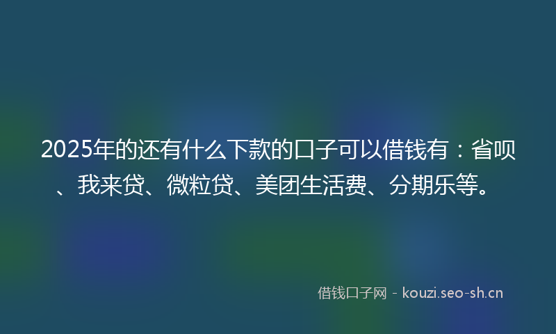 2025年的还有什么下款的口子可以借钱有：省呗、我来贷、微粒贷、美团生活费、分期乐等。