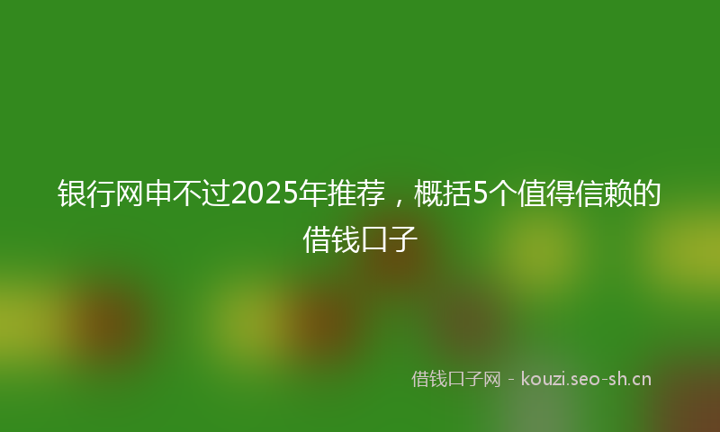 银行网申不过2025年推荐，概括5个值得信赖的借钱口子