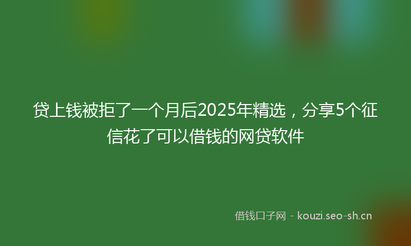 贷上钱被拒了一个月后2025年精选，分享5个征信花了可以借钱的网贷软件