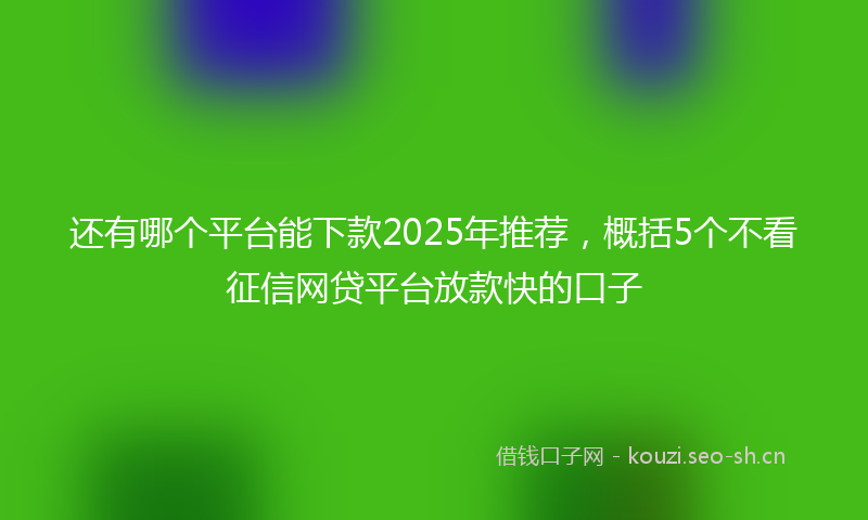 还有哪个平台能下款2025年推荐，概括5个不看征信网贷平台放款快的口子