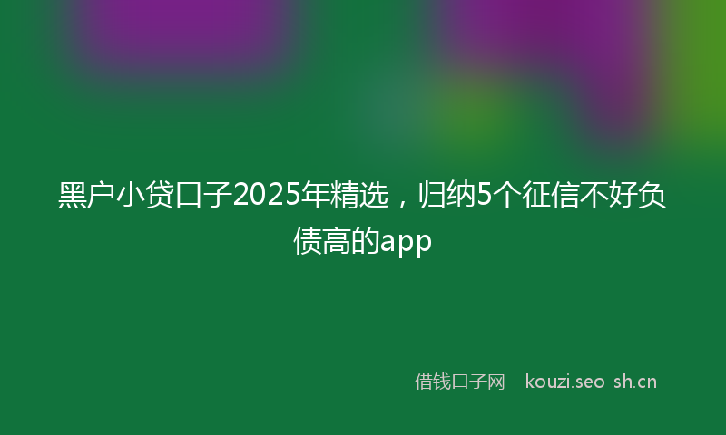 黑户小贷口子2025年精选，归纳5个征信不好负债高的app