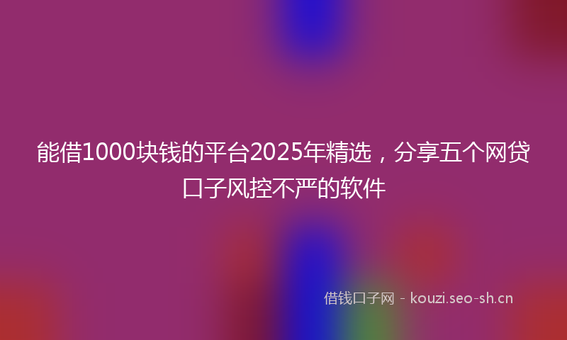能借1000块钱的平台2025年精选，分享五个网贷口子风控不严的软件