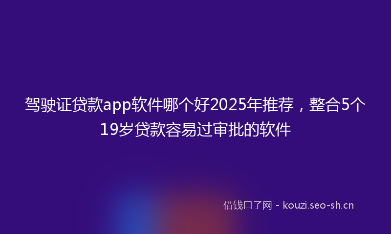 驾驶证贷款app软件哪个好2025年推荐，整合5个19岁贷款容易过审批的软件