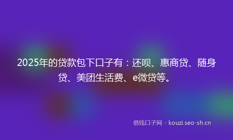 2025年的贷款包下口子有：还呗、惠商贷、随身贷、美团生活费、e微贷等。