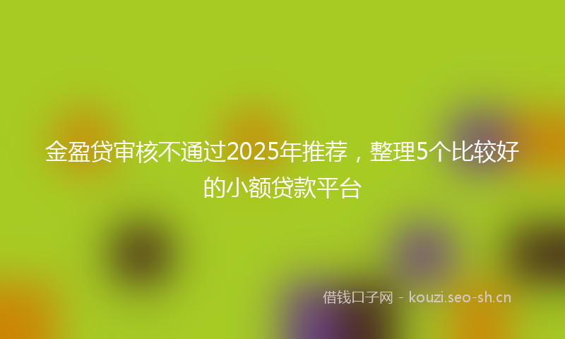 金盈贷审核不通过2025年推荐，整理5个比较好的小额贷款平台
