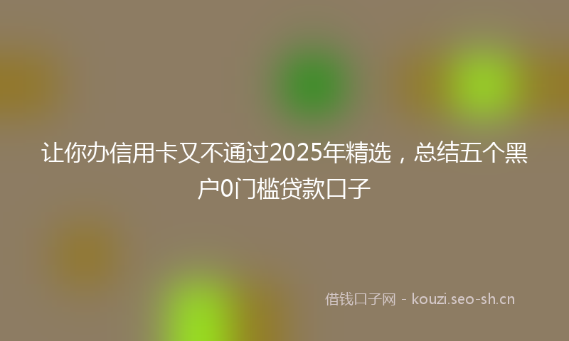 让你办信用卡又不通过2025年精选，总结五个黑户0门槛贷款口子