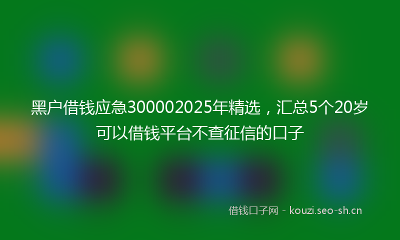 黑户借钱应急300002025年精选，汇总5个20岁可以借钱平台不查征信的口子