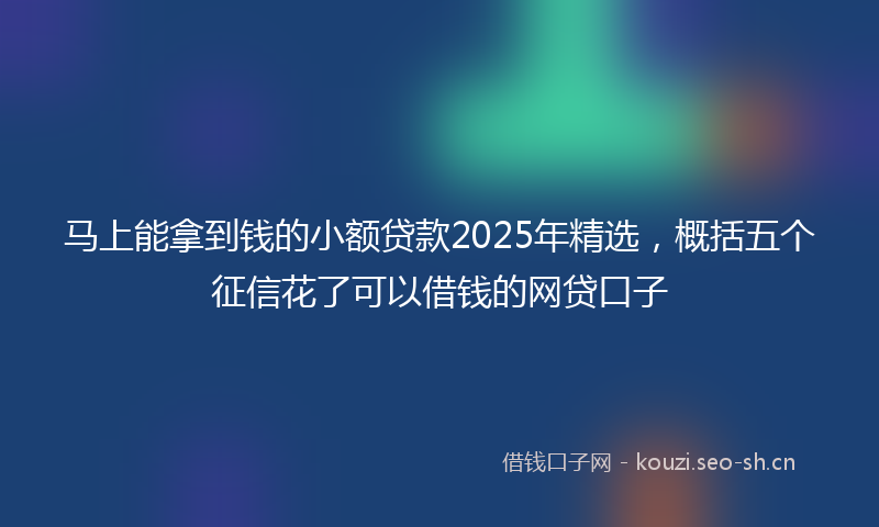 马上能拿到钱的小额贷款2025年精选，概括五个征信花了可以借钱的网贷口子
