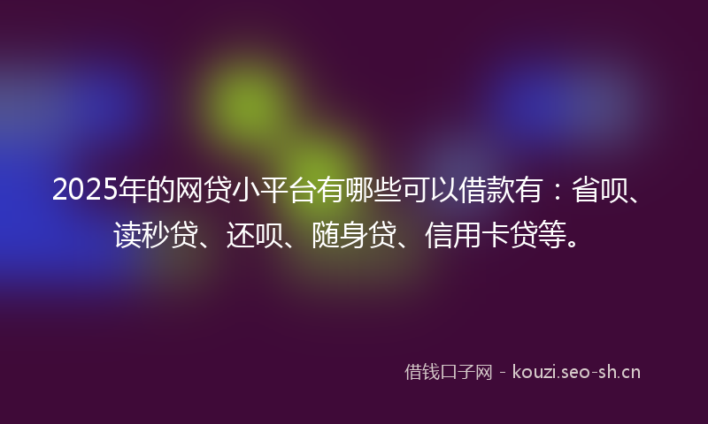 2025年的网贷小平台有哪些可以借款有：省呗、读秒贷、还呗、随身贷、信用卡贷等。