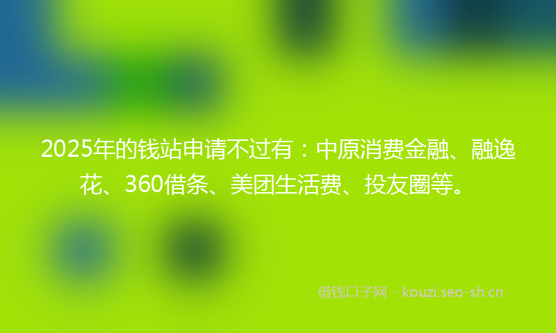 2025年的钱站申请不过有：中原消费金融、融逸花、360借条、美团生活费、投友圈等。