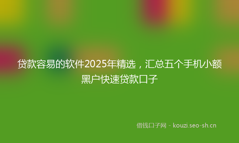 贷款容易的软件2025年精选，汇总五个手机小额黑户快速贷款口子