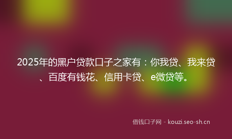 2025年的黑户贷款口子之家有：你我贷、我来贷、百度有钱花、信用卡贷、e微贷等。