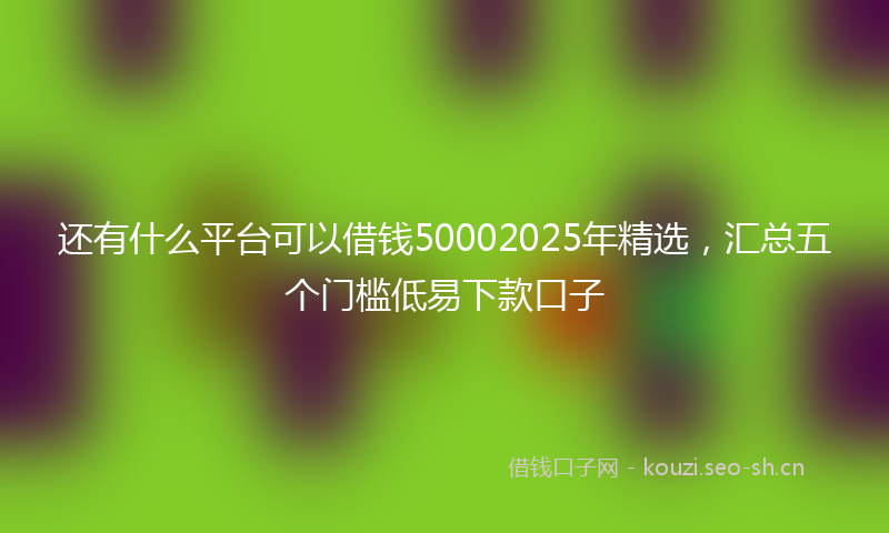 还有什么平台可以借钱50002025年精选，汇总五个门槛低易下款口子