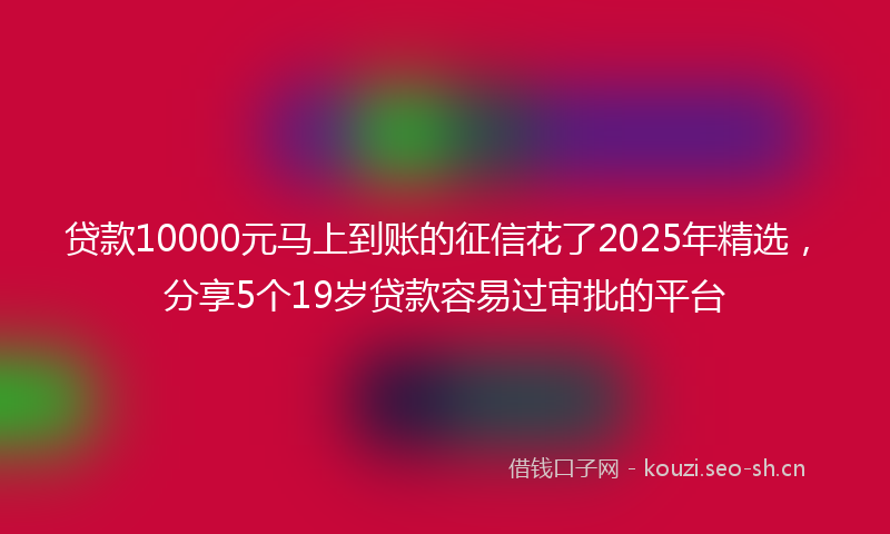 贷款10000元马上到账的征信花了2025年精选，分享5个19岁贷款容易过审批的平台