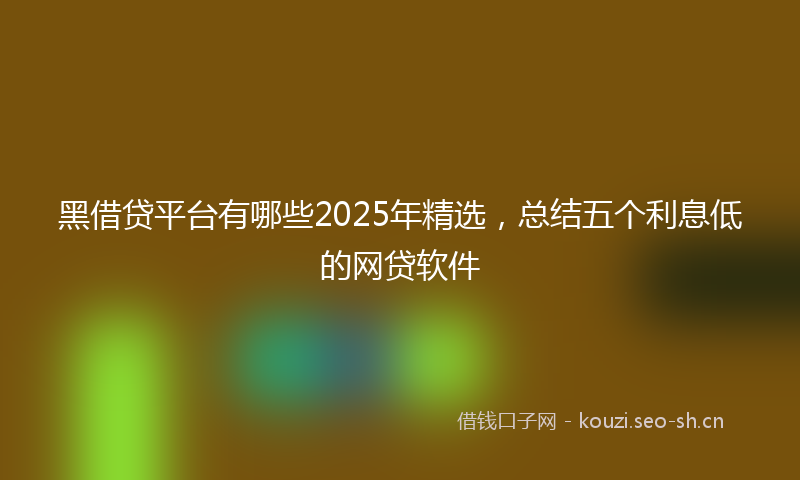 黑借贷平台有哪些2025年精选，总结五个利息低的网贷软件