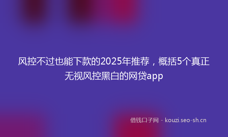 风控不过也能下款的2025年推荐，概括5个真正无视风控黑白的网贷app
