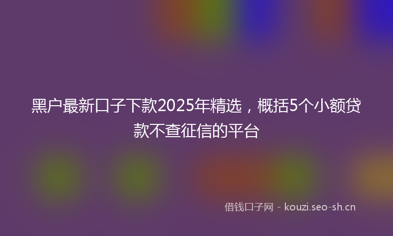 黑户最新口子下款2025年精选，概括5个小额贷款不查征信的平台