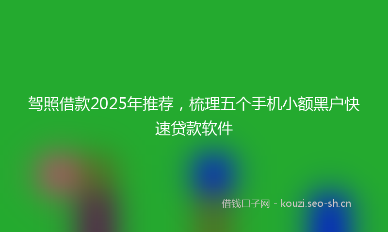 驾照借款2025年推荐，梳理五个手机小额黑户快速贷款软件