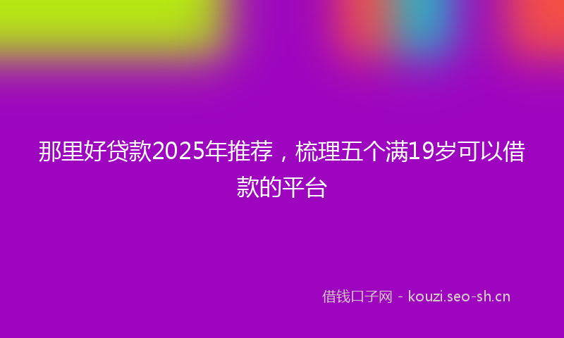那里好贷款2025年推荐，梳理五个满19岁可以借款的平台