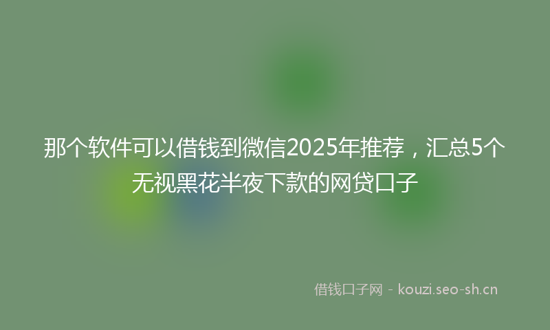 那个软件可以借钱到微信2025年推荐，汇总5个无视黑花半夜下款的网贷口子