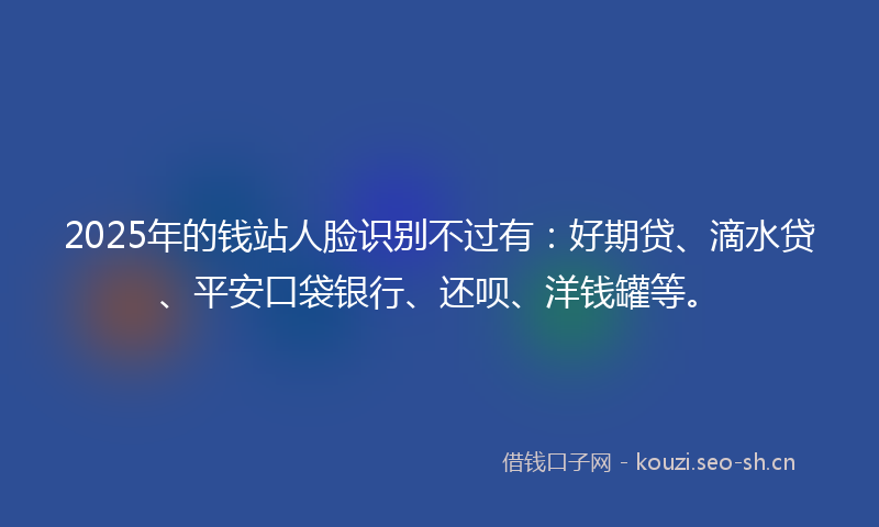 2025年的钱站人脸识别不过有：好期贷、滴水贷、平安口袋银行、还呗、洋钱罐等。