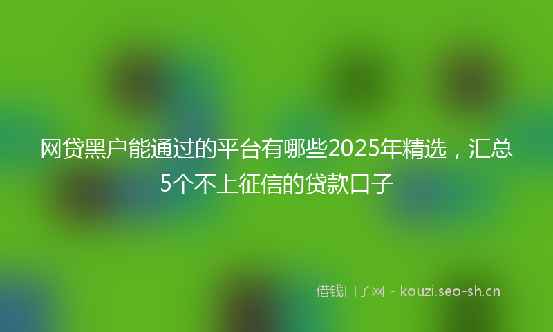 网贷黑户能通过的平台有哪些2025年精选，汇总5个不上征信的贷款口子