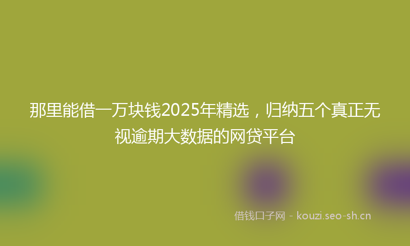 那里能借一万块钱2025年精选，归纳五个真正无视逾期大数据的网贷平台