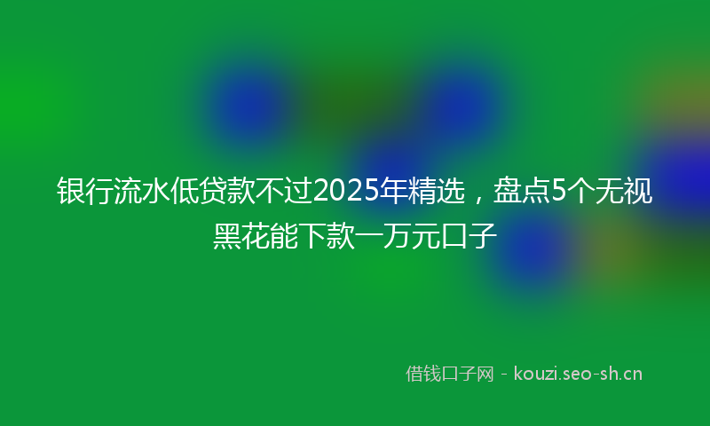 银行流水低贷款不过2025年精选，盘点5个无视黑花能下款一万元口子