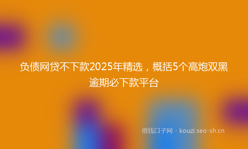 负债网贷不下款2025年精选，概括5个高炮双黑逾期必下款平台