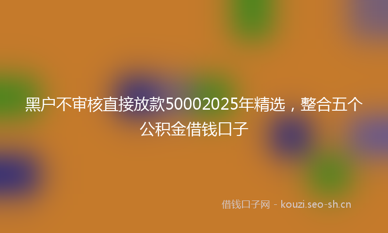 黑户不审核直接放款50002025年精选，整合五个公积金借钱口子
