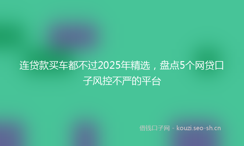 连贷款买车都不过2025年精选，盘点5个网贷口子风控不严的平台