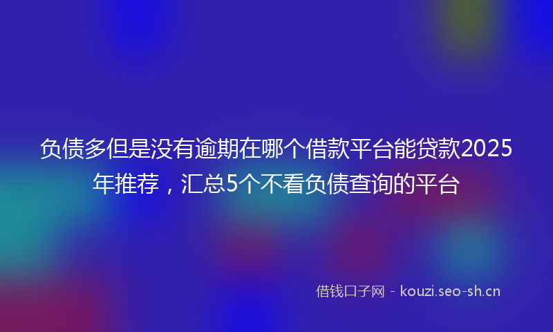 负债多但是没有逾期在哪个借款平台能贷款2025年推荐，汇总5个不看负债查询的平台
