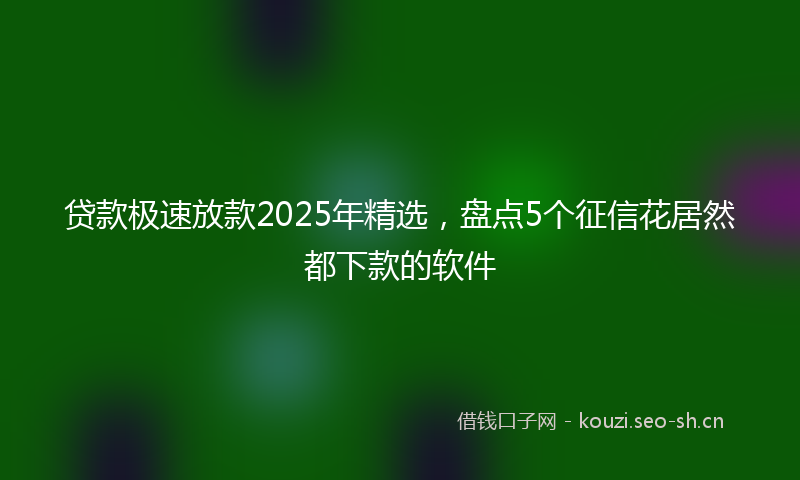 贷款极速放款2025年精选，盘点5个征信花居然都下款的软件
