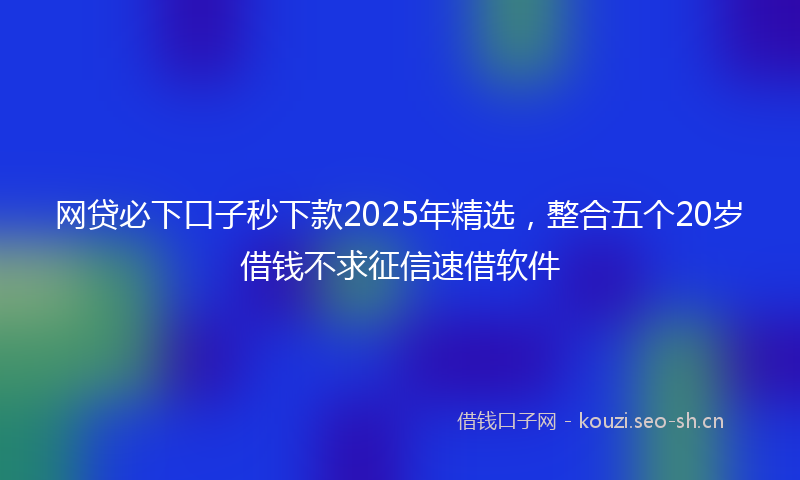 网贷必下口子秒下款2025年精选，整合五个20岁借钱不求征信速借软件