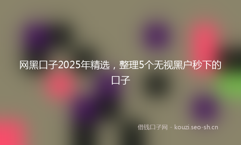 网黑口子2025年精选，整理5个无视黑户秒下的口子