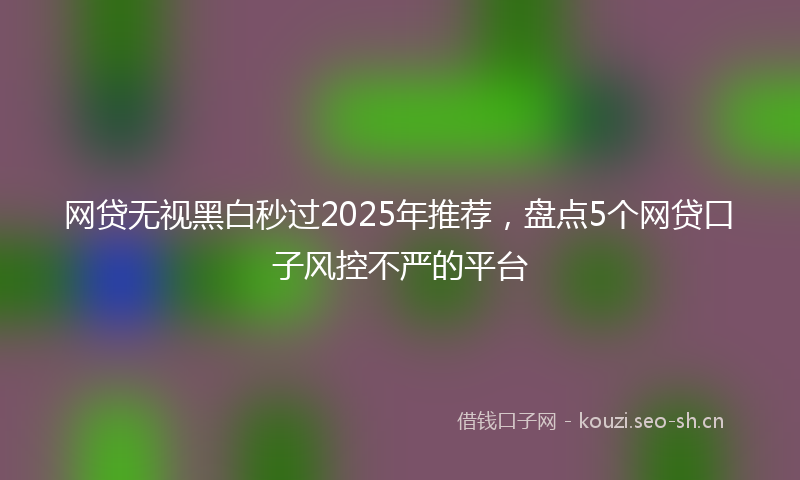 网贷无视黑白秒过2025年推荐，盘点5个网贷口子风控不严的平台