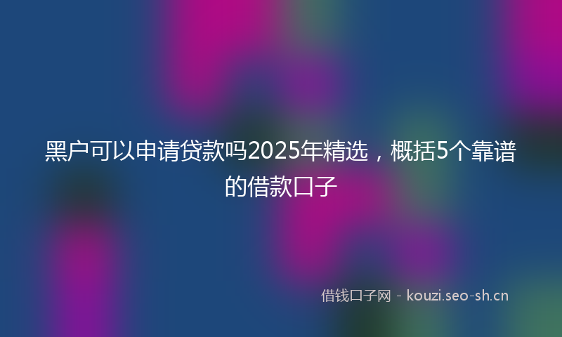 黑户可以申请贷款吗2025年精选，概括5个靠谱的借款口子