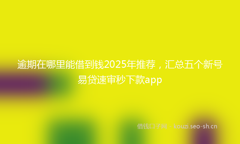 逾期在哪里能借到钱2025年推荐，汇总五个新号易贷速审秒下款app