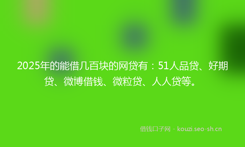 2025年的能借几百块的网贷有：51人品贷、好期贷、微博借钱、微粒贷、人人贷等。