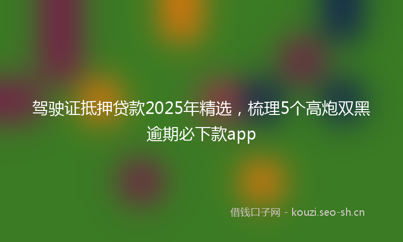 驾驶证抵押贷款2025年精选，梳理5个高炮双黑逾期必下款app