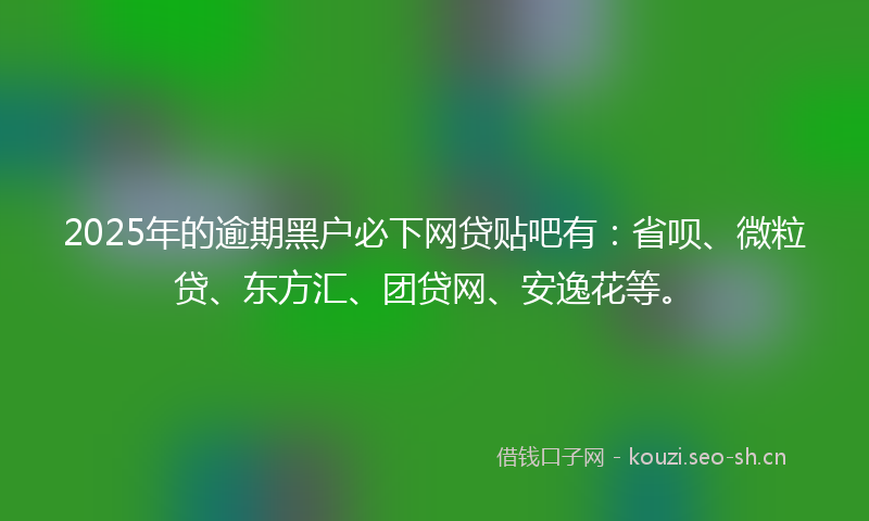 2025年的逾期黑户必下网贷贴吧有：省呗、微粒贷、东方汇、团贷网、安逸花等。