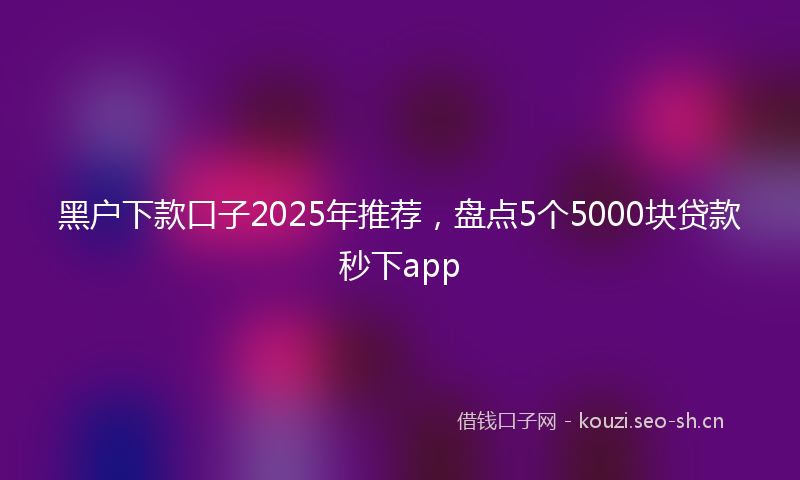 黑户下款口子2025年推荐，盘点5个5000块贷款秒下app