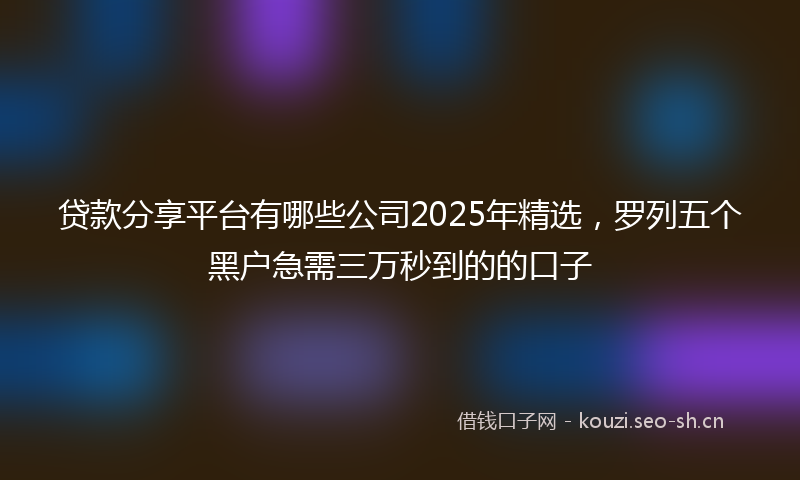 贷款分享平台有哪些公司2025年精选，罗列五个黑户急需三万秒到的的口子