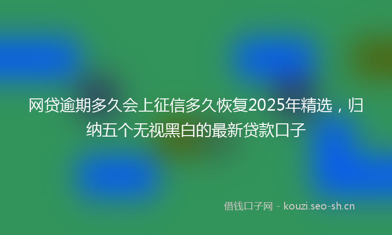 网贷逾期多久会上征信多久恢复2025年精选，归纳五个无视黑白的最新贷款口子