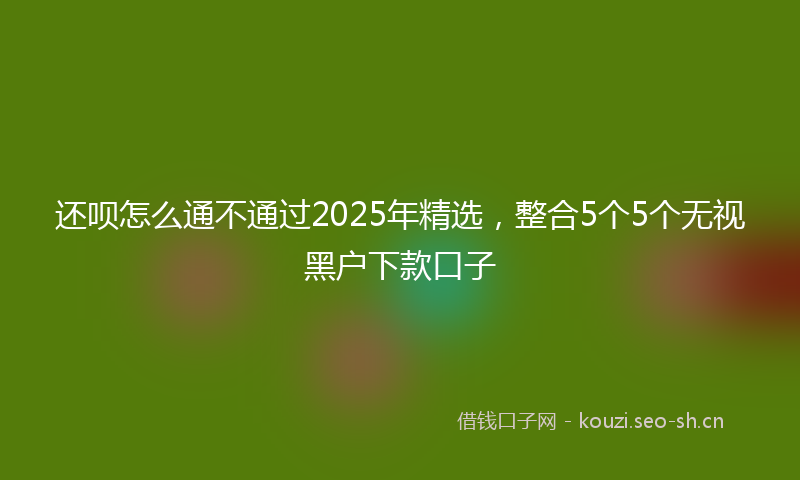 还呗怎么通不通过2025年精选，整合5个5个无视黑户下款口子