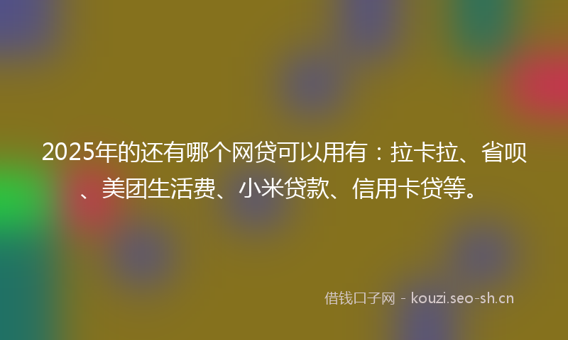 2025年的还有哪个网贷可以用有：拉卡拉、省呗、美团生活费、小米贷款、信用卡贷等。