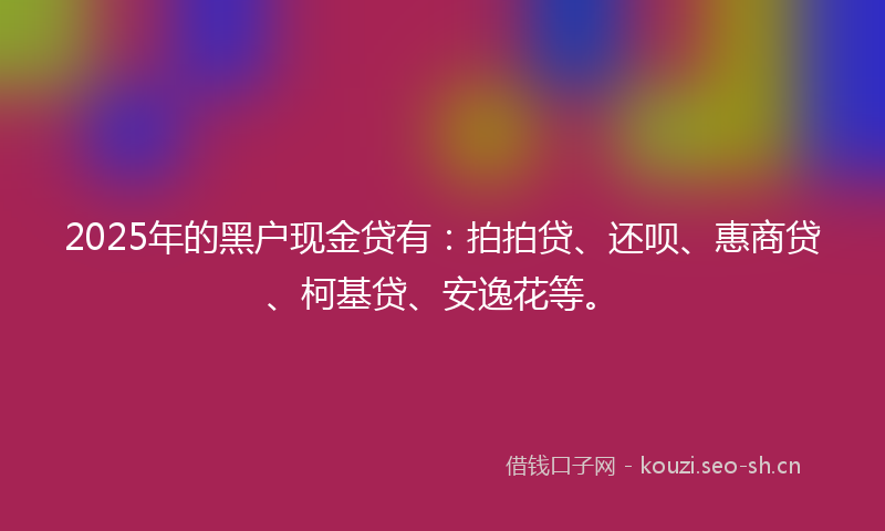 2025年的黑户现金贷有：拍拍贷、还呗、惠商贷、柯基贷、安逸花等。