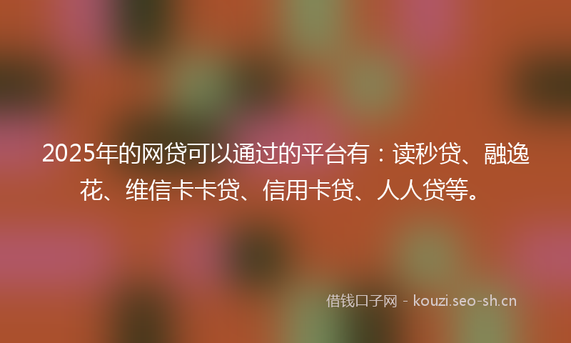 2025年的网贷可以通过的平台有：读秒贷、融逸花、维信卡卡贷、信用卡贷、人人贷等。