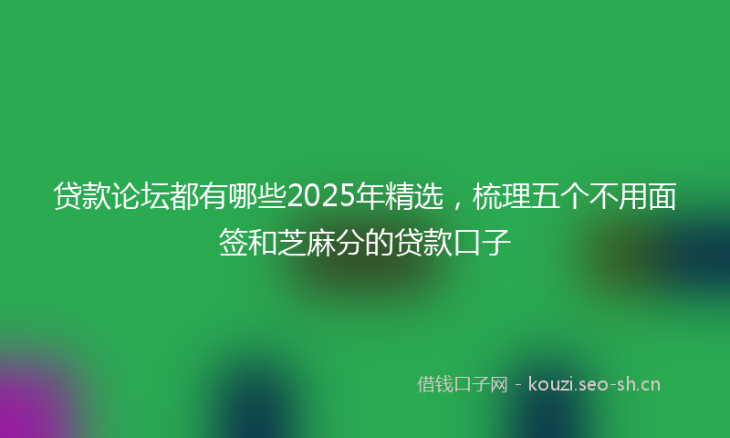 贷款论坛都有哪些2025年精选，梳理五个不用面签和芝麻分的贷款口子
