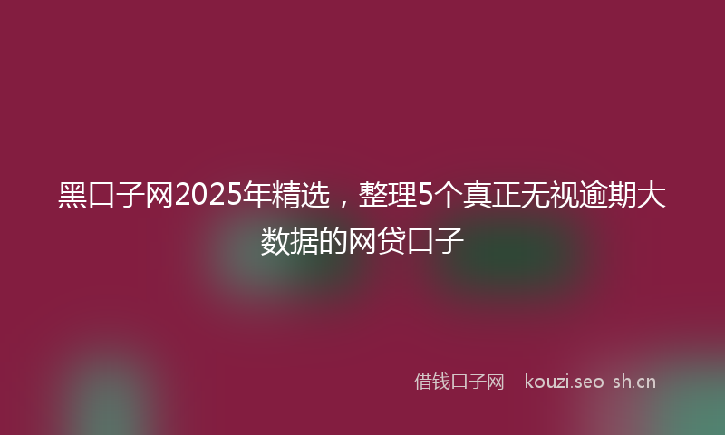 黑口子网2025年精选，整理5个真正无视逾期大数据的网贷口子